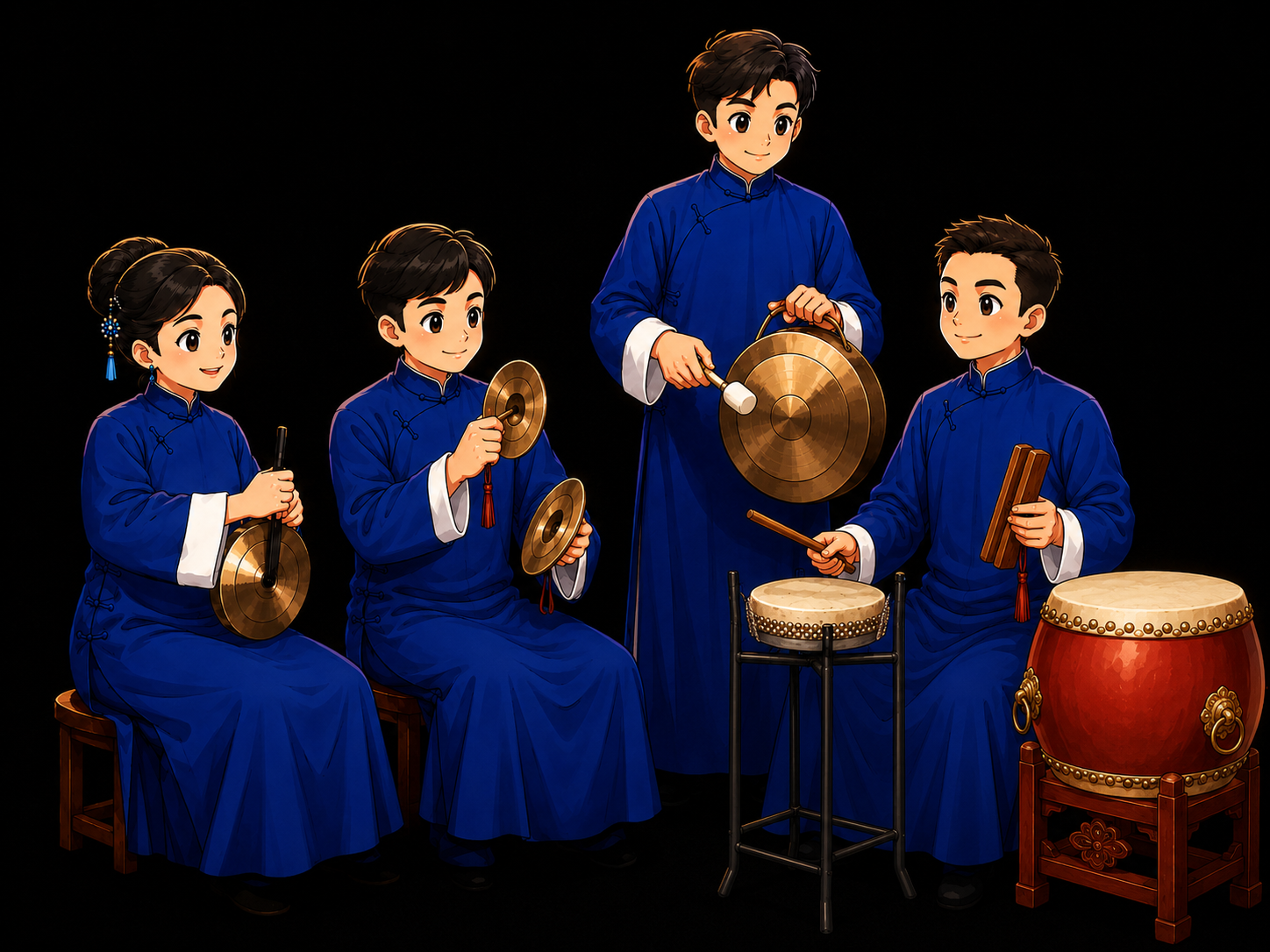 Chinese Opera Percussion Illustration